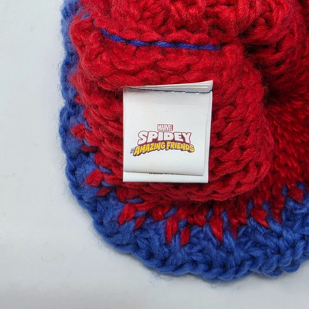 Spidey and His Amazing Friends Spiderman Toddler‎ Beanie Hat Cap Red/Blue Knit